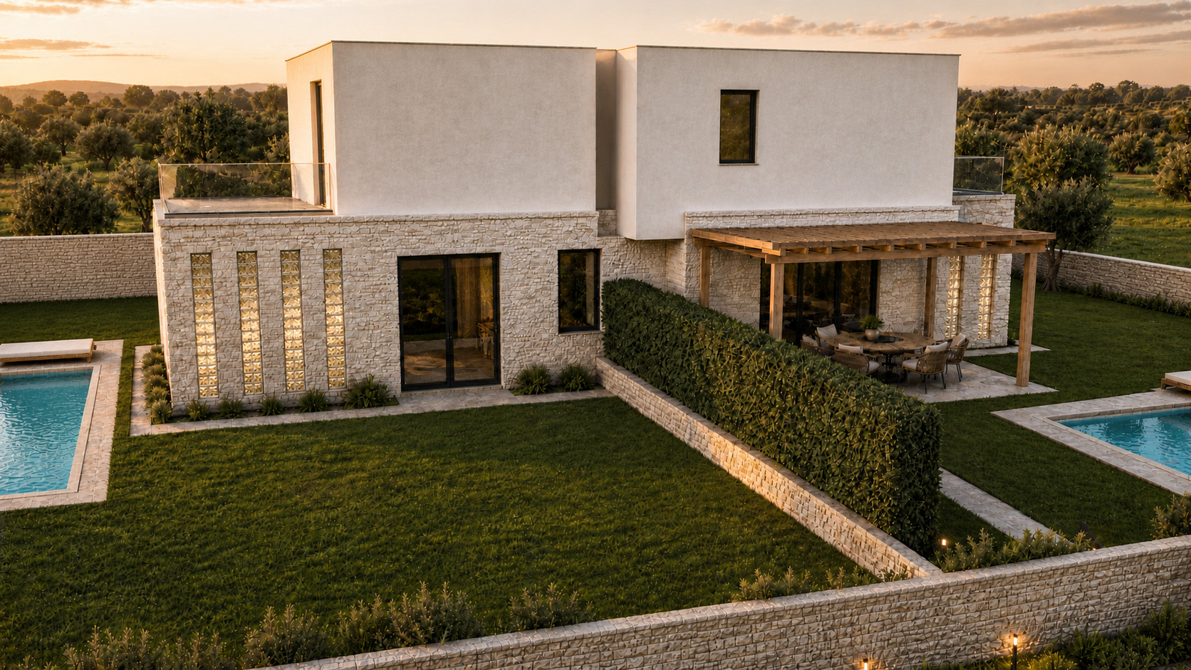 Render della villa nel lotto