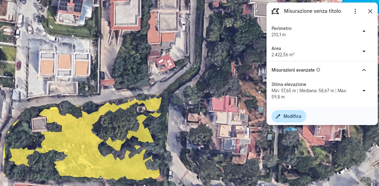 Vista satellitare del lotto
