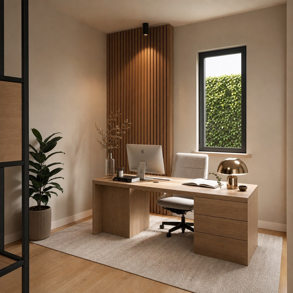 Studio con boiserie in legno
